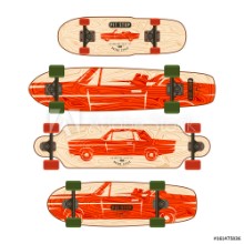 Bild på Print with image of retro car Design for longboard and skateboard