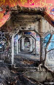 Bild på Graffiti Art On Old Warehouse Walls