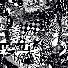 Bild på Black and white seamless pattern graffiti sticker bombing