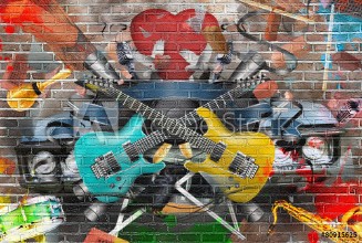 Bild på Collage of music color and bright musical background