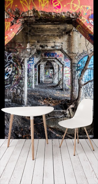 Obrazek Graffiti Art On Old Warehouse Walls