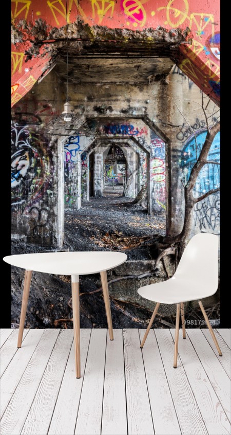 Afbeeldingen van Graffiti Art On Old Warehouse Walls