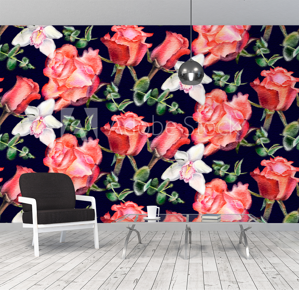 Bild på Watercolor Roses and Orchids