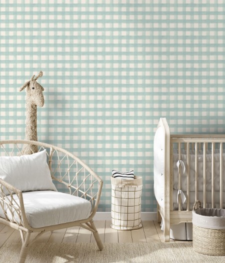 Watercolour Gingham Soft Teal - 13293 paveikslėlis