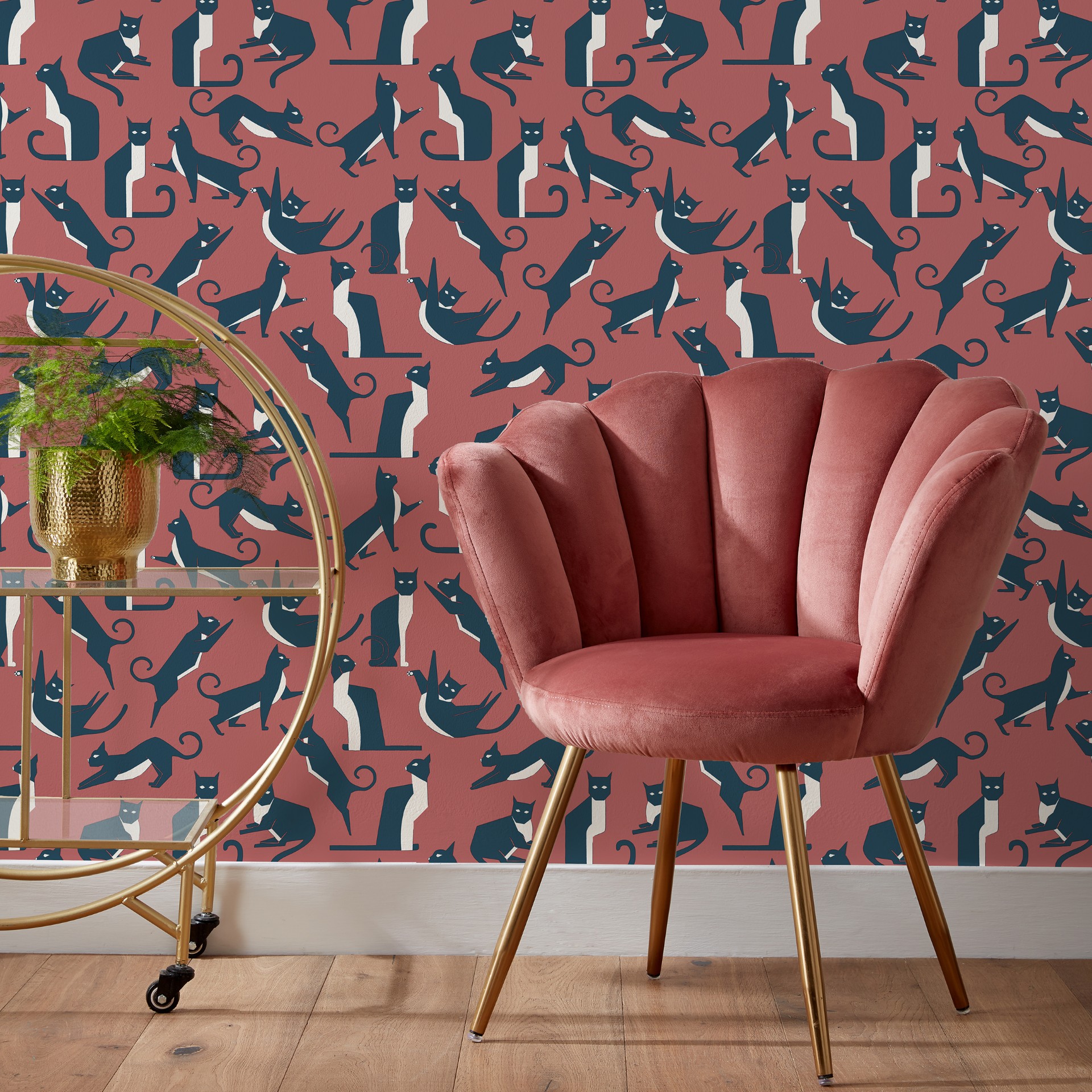 Picture of Geo Cat Wallpaper Pink - GEOCAT/WP1/PNK