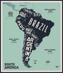 Bild von Latin America Map Blue