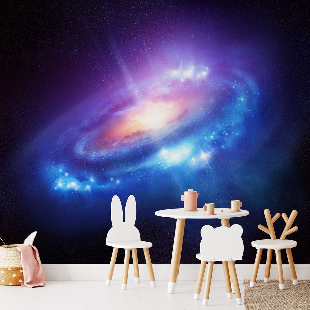 Picture of A Colourful Spiral Galaxy in Deep Space