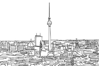 Picture of Auf den Dchern von Berlin Panorama Strichzeichnung