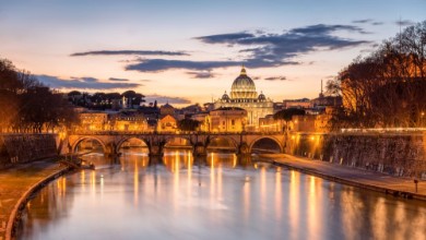 Picture of Night view of the Basilica St Peter in Rome Italy