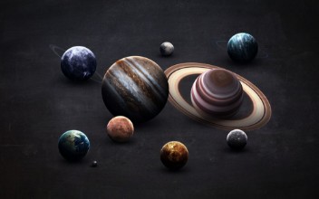 Afbeeldingen van High resolution images presents planets of the solar system on chalkboard This image elements furnished by NASA