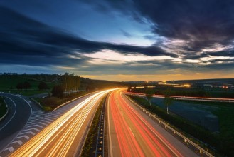 Picture of Long-exposure sunset over a highway