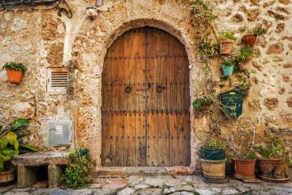 Picture of Doorway of traditional stone finca house in Valldemossa