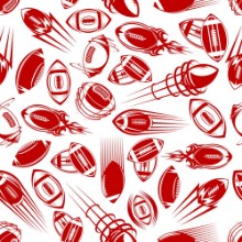 Picture of Seamless red sketched rugby balls pattern