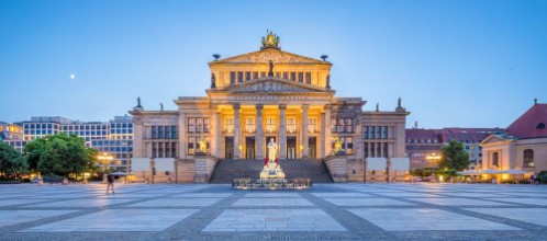 Picture of Berlin Concert Hall at famous Gendarmenmarkt Square in twilight Berlin Germany