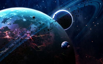 Afbeeldingen van Universe scene with planets stars and galaxies in outer space showing the beauty of  exploration Elements furnished by NASA