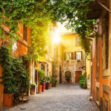 Bild på View of Old street in Trastevere in Rome