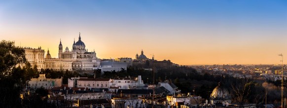 Picture of MadridSpain skyline and  Almudena Cathedral at sunrise 