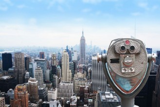 Bild på New York Central Park view point telescope from Rockefeller building