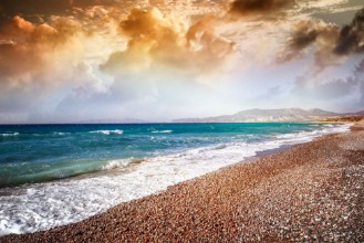 Picture of Beautiful colorful sunset on the sea shore