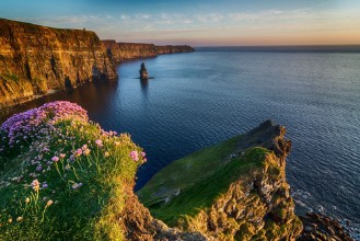 Picture of Ireland countryside tourist attraction in County Clare The Cliffs of Moher and castle Ireland Epic Irish Landscape Seascape along the wild atlantic way Beautiful scenic nature hdr Ireland