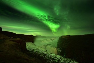 Picture of Polarlichter ber dem Gullfoss  Island 