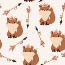 Picture of Fox in a floral wreath seamless wallpaper