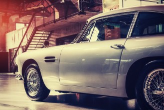 Bild på Beautiful retro silver car at the show Some