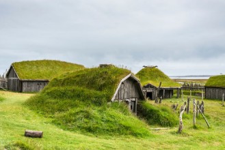 Picture of Typical Vikings village Wooden houses near Vestrahorn mountains on the Stokksnes Peninsula Hofn Iceland