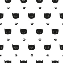 Afbeeldingen van Hand drawn cats and paws