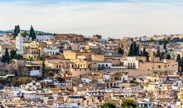 Afbeeldingen van Panorama of Old Medina in Fes Morocco Africa