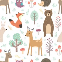 Picture of Forest seamless pattern with cute animals