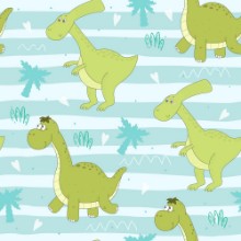 Afbeeldingen van Cute Dinos on Stripey Background