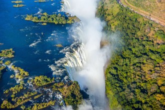 Picture of Bird eye view of the Victoria falls waterfall on Zambezi river