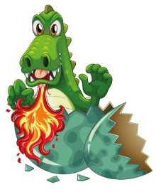 Afbeeldingen van Dragon blowing fire in eggshell