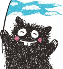 Bild på Cheerful Monster with Flag Greeting Kids