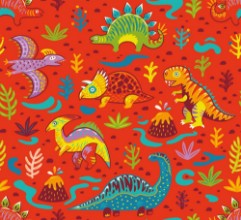 Bild på Seamless pattern with cartoon dinosaurs