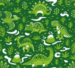 Picture of Seamless pattern with cartoon dinosaurs