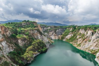 Picture of Mountain landscape with green color river