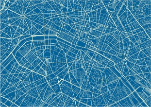Picture of Blue and White vector city map of Paris with well organized separated layers