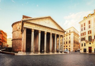 Bild på View of famous ancient Pantheon church in Rome Italy retro toned