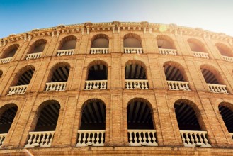 Afbeeldingen van Mediterranean architecture plaza de toros bullring in Valencia Spain