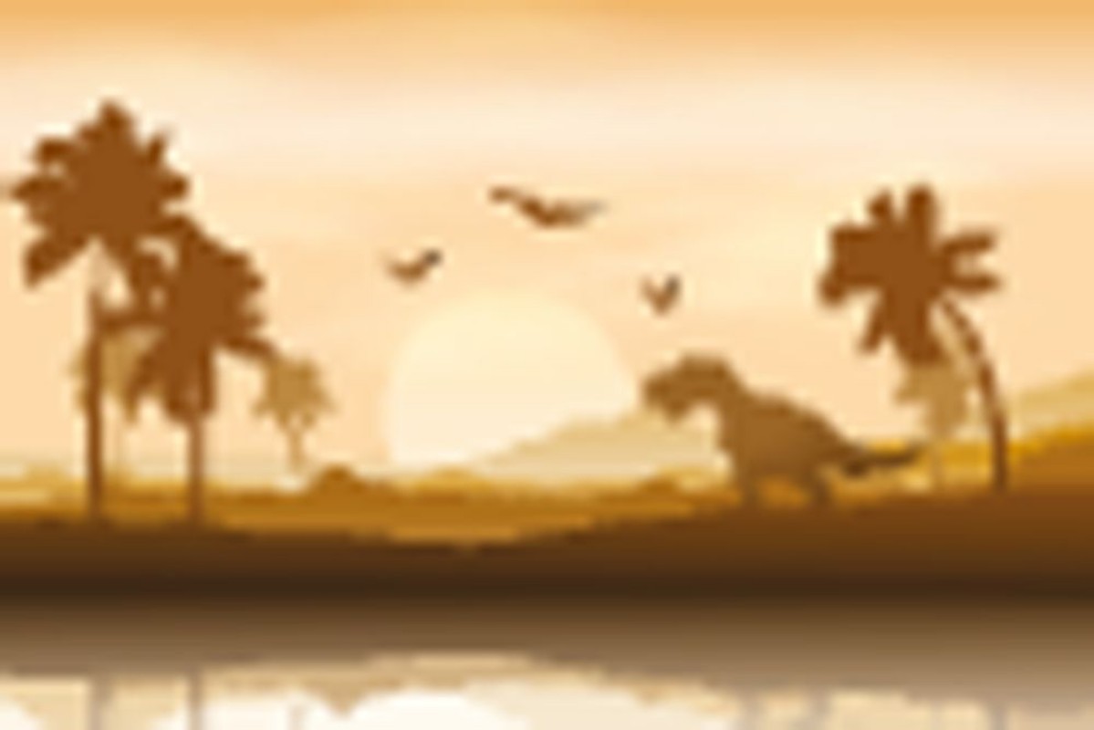 Picture of Silhouette of a Dinosaur in Riverbank