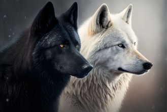 Bild von Black and white wolf