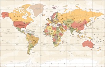 Picture of Vintage World Map - Vector Illustration
