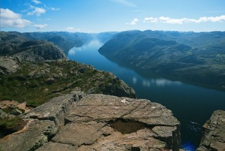 Bild på View from Preikestolen pulpit-rock cliff in Norway