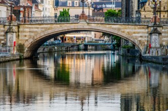 Afbeeldingen van St Michael Bridge in the city of Ghent