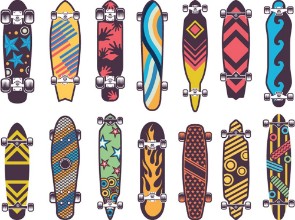 Bild på Various colored patterns on skateboards