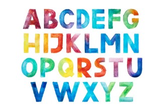 Picture of Colorful watercolor aquarelle font type handwritten hand draw abc alphabet letters