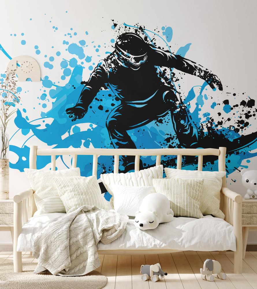 Picture of Silhouette of a snowboarder jumping Vector illustration