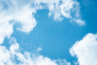 Picture of Cumulus humilis clouds in the blue sky view from below